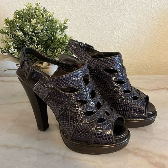 BOTTEGA VENETA heels Leather Python Animal print slingback platforms EU … - Picture 2 of 16